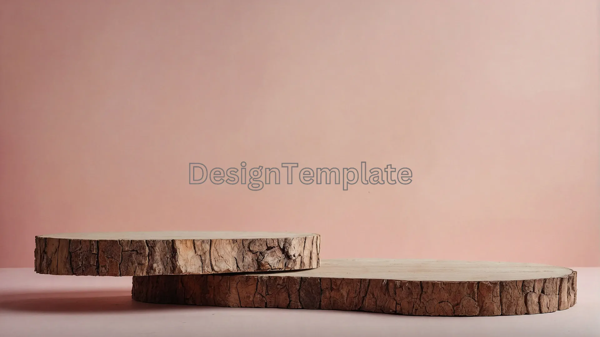 Wooden Slice Podium with Pink Pastel Background Image PNG